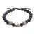 Sterling silver lava stone unity bracelet, 'Helping Hands Together' - Balinese Sterling Silver Black Lava Stone Unity Bracelet (image 2a) thumbail