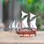 Wood sculpture, 'Kapal Phinisi' - Reclaimed Mahogany and Bamboo Sailing Vessel Replica thumbail