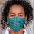 Cotton face masks 'Cool Blossoms' (set of 3) - 3 Green & Turquoise Cotton Masks with Embroidered Flowers (image 2b) thumbail