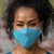 Beaded cotton face masks, 'Glamour Girl' (pair) - 2 Hand Beaded Cotton Contoured Masks in Turquoise and Grey thumbail