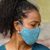 Beaded cotton face masks, 'Glamour Girl' (pair) - 2 Hand Beaded Cotton Contoured Masks in Turquoise and Grey (image 2b) thumbail