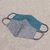 Beaded cotton face masks, 'Glamour Girl' (pair) - 2 Hand Beaded Cotton Contoured Masks in Turquoise and Grey (image 2e) thumbail