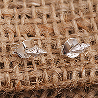 Sterling silver stud earrings, 'In the Rough' - Diamond Shaped Sterling Silver Stud Earrings