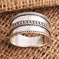 Unisex Sterling Silver Band Ring,'Natural Polish'