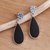 Sterling silver and lava stone dangle earrings, 'Shadow Tears' - Sterling Silver and Black Lava Stone Dangle Earrings thumbail