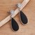 Sterling silver and lava stone dangle earrings, 'Shadow Tears' - Sterling Silver and Black Lava Stone Dangle Earrings (image 2b) thumbail