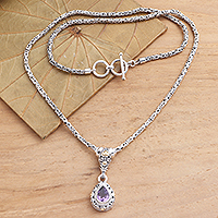 Gold- accented amethyst pendant necklace, 'Alluring Danger in Purple' - Gold Accented Sterling Silver Amethyst Pendant Necklace