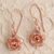 Rose gold plated filigree dangle earrings, 'Flower Allure' - Hand Crafted Rose Gold Plated Flower Dangle Earrings thumbail