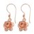 Rose gold plated filigree dangle earrings, 'Flower Allure' - Hand Crafted Rose Gold Plated Flower Dangle Earrings (image 2a) thumbail
