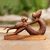 Suar wood statuette, 'Monkey and Son' - Handmade Suar Wood Monkey Statuette thumbail