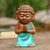 Wood statuette, 'Buddha in Green' - Indonesian Hand Carved Buddha Statuette thumbail