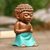 Wood statuette, 'Buddha in Green' - Indonesian Hand Carved Buddha Statuette (image 2b) thumbail