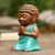 Wood statuette, 'Buddha in Green' - Indonesian Hand Carved Buddha Statuette (image 2c) thumbail