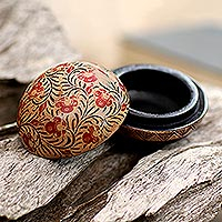 Wood batik decorative box, 'Batik Circle' - Balinese Round Wood Batik Decorative Box