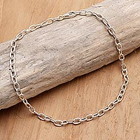 Sterling silver chain bracelet, 'For Your Birthday' - Hand Made Sterling Silver Chain Bracelet from Bali 