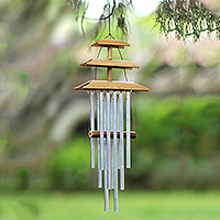 Artisan Crafted Bamboo Wind Chime,'Balinese Temple'