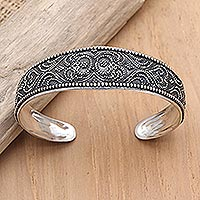 Sterling silver cuff bracelet, 'Decadent Dreams' - Artisan Crafted Sterling Silver Cuff Bracelet from Bali