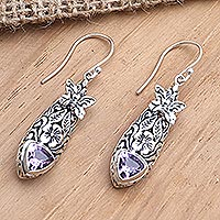Amethyst and blue topaz dangle earrings, 'Butterfly Wish' - Amethyst and Blue Topaz Butterfly Earrings