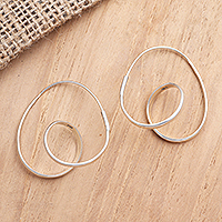 Sterling silver hoop earrings, 'Roller Coaster' - Artisan Crafted Sterling Silver Hoop Earrings