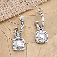 Sterling silver dangle earrings, 'Ancient Light' - Artisan Crafted Sterling Silver Dangle Earrings