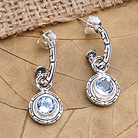 Blue topaz dangle earrings, 'Cool Lake' - Blue Topaz and Sterling Silver Dangle Earrings