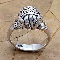 Sterling silver cocktail ring, 'Ball of Bamboo' - Handcrafted Sterling Silver Cocktail Ring