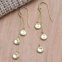 Gold-plated dangle earrings, 'Cantaloupe Fruit' - Hand Crafted Gold-Plated Dangle Earrings