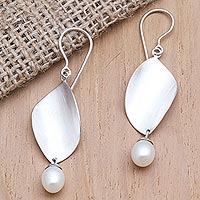 Cultured pearl dangle earrings, 'Every Eye' - Cultured Pearl and Sterling Silver Dangle Earrings