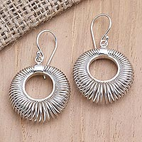 Sterling silver dangle earrings, 'Wired In' - Artisan Crafted Sterling Silver Dangle Earrings