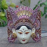 Wood mask, 'Traditional Dance' - Artisan Crafted Balinese Suar Wood Mask
