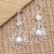 Cultured pearl dangle earrings, 'Moringa Leaves in White' - Cultured Freshwater Pearl Sterling Silver Dangle Earrings thumbail