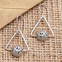 Sterling silver dangle earrings, 'Half Hope' - Hand Made Sterling Silver Triangle Dangle Earrings