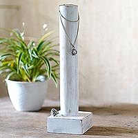 Wood jewelry holder, 'Power Pole' - Wood Jewelry Holder with Distressed Finish