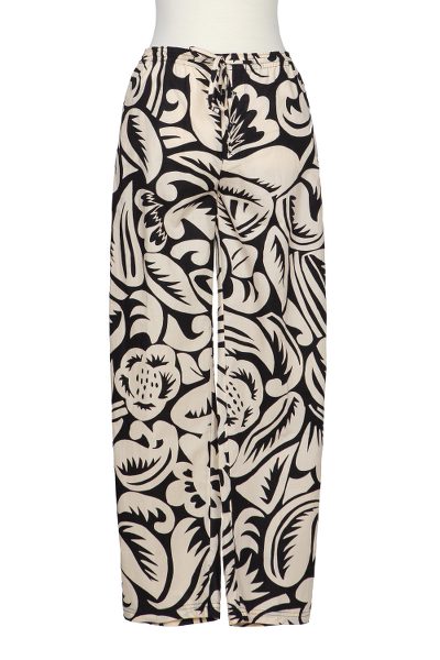 Silk-screened cotton pants, 'Sunshine in the Morning' - Silk-Screened Cotton Leaf-Motif Pants