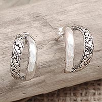 Sterling silver drop earrings, 'Leaf Curl' - Sterling Silver Leaf-Motif Drop Earrings