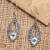 Blue topaz dangle earrings, 'Affectionately Yours' - Blue Topaz and Sterling Silver Dangle Earrings
