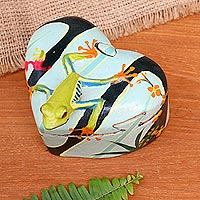 Wood jewelry box, 'Jump for Joy' - Artisan Crafted Frog-Themed Jewelry Box