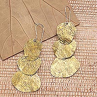 Brass dangle earrings, 'Golden Melody' - Hand Crafted Brass Dangle Earrings