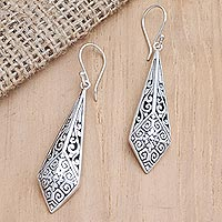 Sterling silver dangle earrings, 'Dress Up' - Handcrafted Sterling Silver Dangle Earrings
