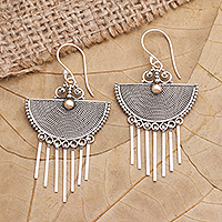 Gold-accented dangle earrings, 'Summer Wind' - Gold-Accented Sterling Silver Dangle Earrings