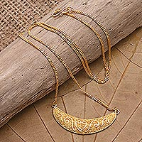 Gold-plated pendant necklace, 'Shimmering Moonlight' - Hand Crafted Gold-Plated Pendant Necklace