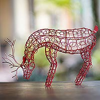 Iron statuette, 'Eager to Please' - Wrought Iron Reindeer Holiday Decor