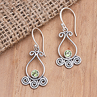 Peridot dangle earrings, 'Sweet Sixteen in Green' - Artisan Crafted Peridot and Sterling Silver Dangle Earrings