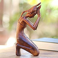 Wood statuette Praying Woman Indonesia
