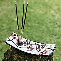 Ceramic incense holder, 'Delicate Scent' - Hand-Painted Ceramic Incense Holder