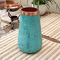 Copper vase, 'Royal Java' (8.25 inch) - Artisan Crafted Javanese Copper Vase (8.25 Inch)