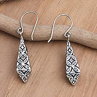 Sterling silver dangle earrings, 'Fancy Tie' - Handcrafted Sterling Silver Dangle Earrings