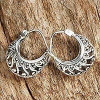 Sterling silver hoop earrings, 'Sweet Silver' - Hand Made Sterling Silver Hoop Earrings