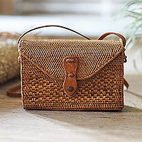 Batik bamboo sling bag, 'Uluwatu Vacation' - Hand Crafted Bamboo Sling Bag from Bali