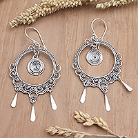 Sterling silver dangle earrings, 'Trust the Rain' - Hand Made Sterling Silver Dangle Earrings